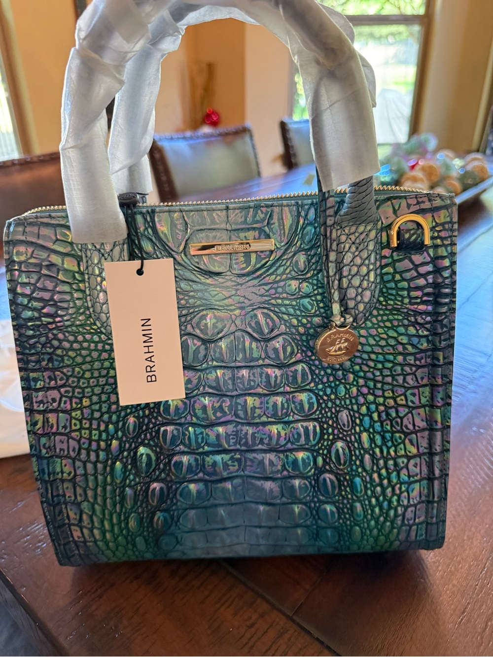 Brahmin small Caroline blue topaz Melbourne genuine leather satchel-NEW! - Picture 5 of 7